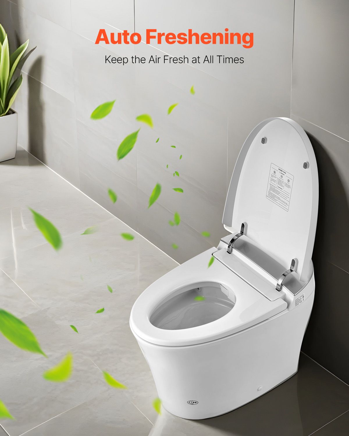 Smart Toilet, Air Drying, Elongated Smart Toilet with Heated Seat, Clean Nozzle & Auto Freshening System, Auto Open/Close Toilet with Remote Control & LED Digital Display, Fits for Bathrooms