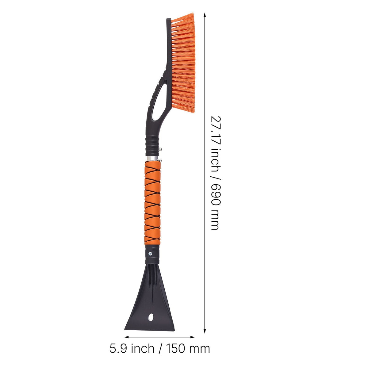 Snow Brush and Ice Scrapers for Car Windshield, 27-inch Aluminum Snow Scraper Removal Tool with Foam Grip & Scratch-Free Bristles, Detachable and Easy-to-Carry for Cars, Trucks, SUVs, RVs