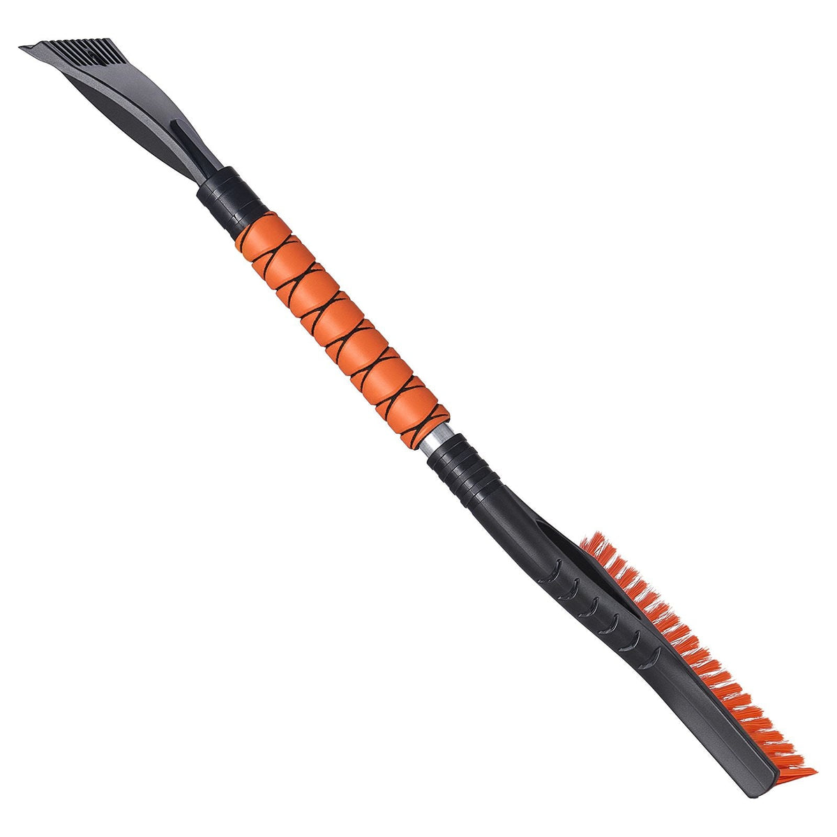 Snow Brush and Ice Scrapers for Car Windshield, 27-inch Aluminum Snow Scraper Removal Tool with Foam Grip & Scratch-Free Bristles, Detachable and Easy-to-Carry for Cars, Trucks, SUVs, RVs