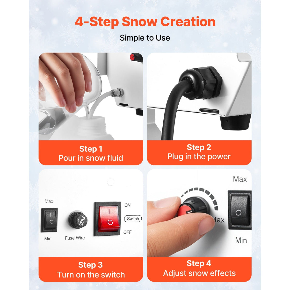 Snow Machine 1200W Snow Making Machine with Height Adjustable Stand