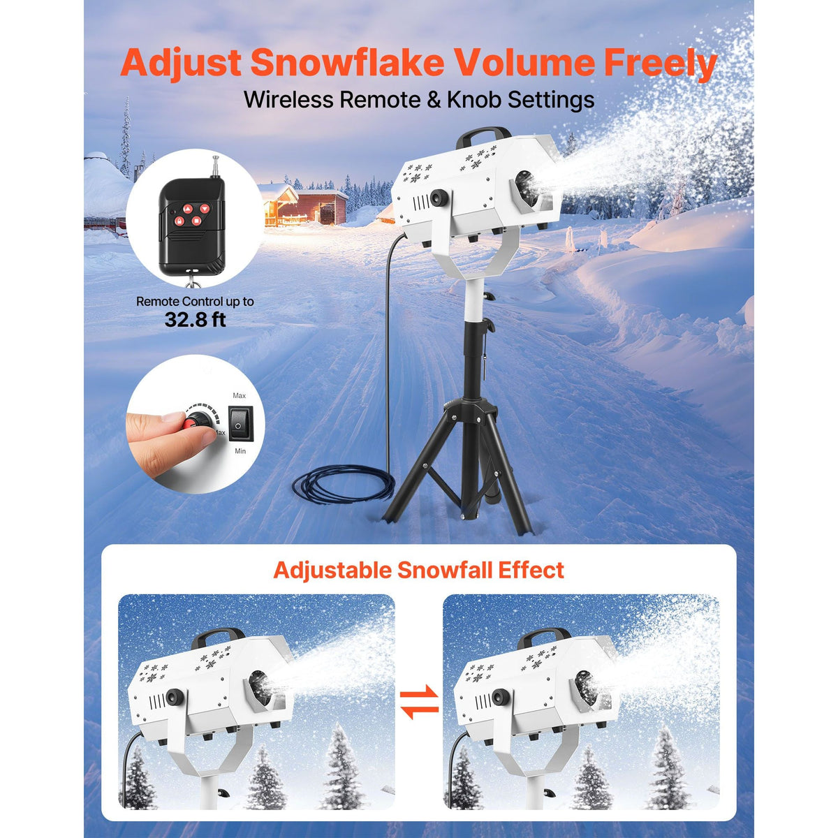 Snow Machine 1200W Snow Making Machine with Height Adjustable Stand