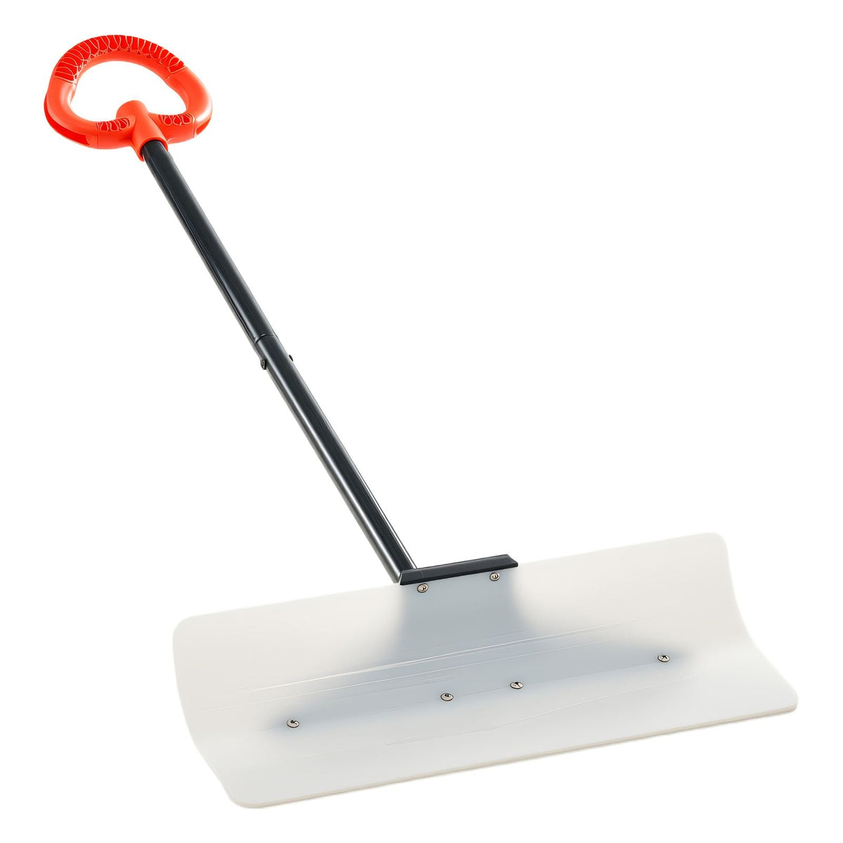 Snow Pusher Shovel, 24 in Wide Outdoor Snowplow Shovel with Ergonomic Grip, HDPE Plastic Blade, Winter Shovels with Segmented Handle, Portable Snow Removal Tool for Driveway Garden Camping