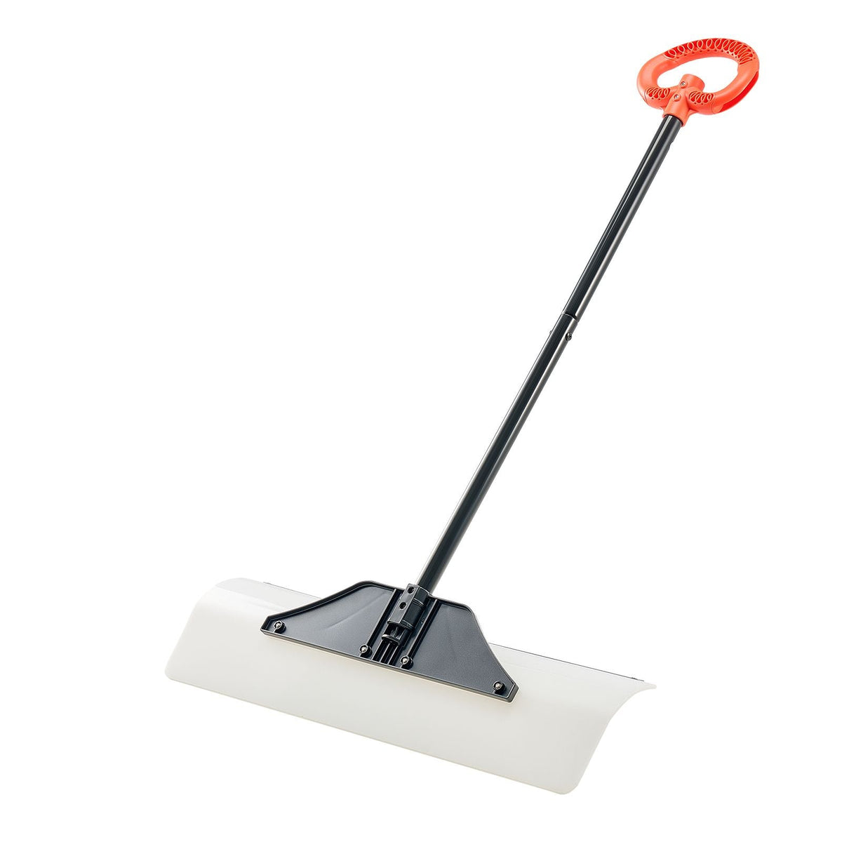 Snow Pusher Shovel, 30 in Outdoor Snowplow Shovel with Ergonomic Grip, HDPE Plastic Blade, Winter Shovels with Segmented Handle, Metal Edged Strip, Portable Snow Removal Tool for Driveway Garden