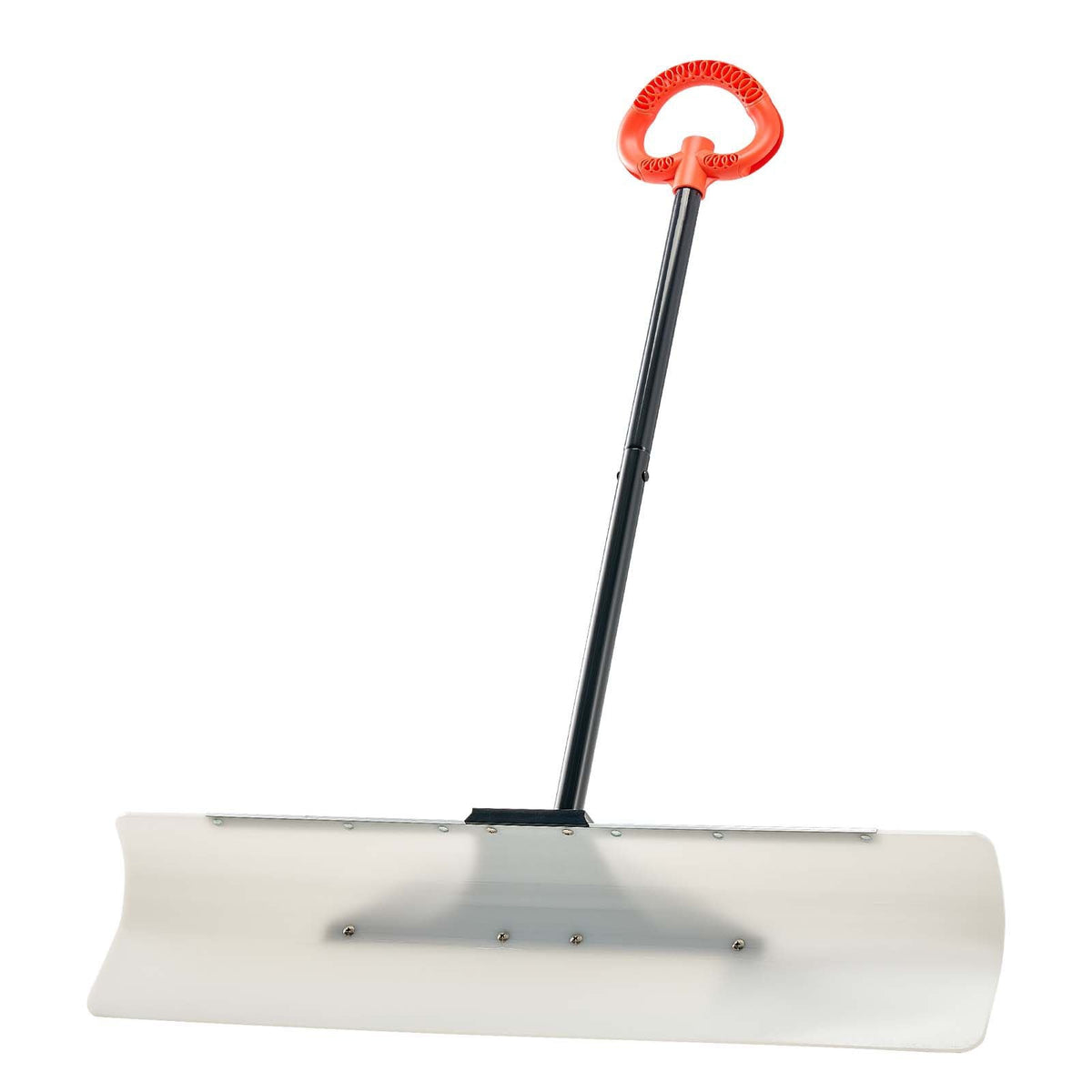 Snow Pusher Shovel, 36 in Outdoor Snowplow Shovel with Ergonomic Grip, HDPE Plastic Blade, Winter Shovels with Segmented Handle, Metal Edged Strip, Portable Snow Removal Tool for Driveway Garden