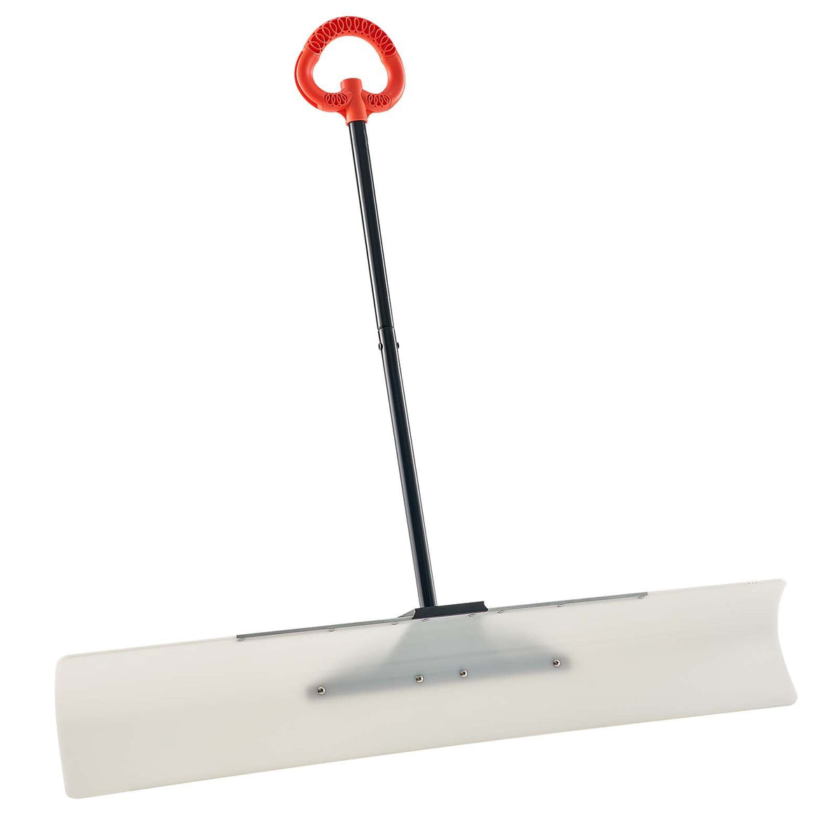 Snow Pusher Shovel, 48 in Outdoor Snowplow Shovel with Ergonomic Grip, HDPE Plastic Blade, Winter Shovels with Segmented Handle, Metal Edged Strip, Portable Snow Removal Tool for Driveway Garden