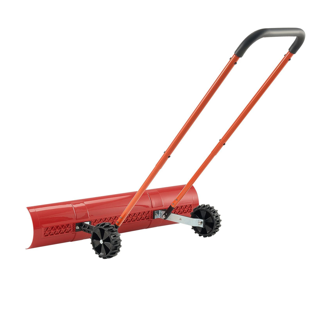 Snow Pusher Shovel with Wheels, 37.8 in Wheeled Snowplow Shovel with Bi-Directional Angled Blade & 90° Adjustable Handle, Durable Plastic Winter Shovels, Portable Snow Removal Tool for Driveway