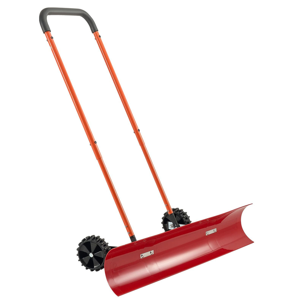 Snow Pusher Shovel with Wheels, 37.8 in Wheeled Snowplow Shovel with Bi-Directional Angled Blade & 90° Adjustable Handle, Durable Plastic Winter Shovels, Portable Snow Removal Tool for Driveway