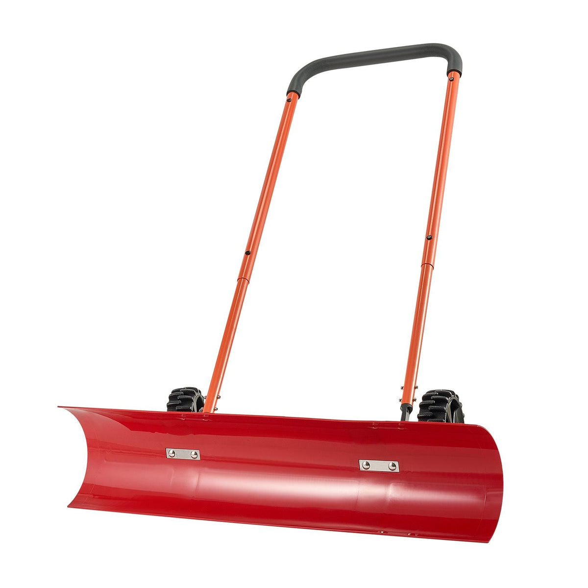 Snow Pusher Shovel with Wheels, 37.8 in Wheeled Snowplow Shovel with Bi-Directional Angled Blade & 90° Adjustable Handle, Durable Plastic Winter Shovels, Portable Snow Removal Tool for Driveway