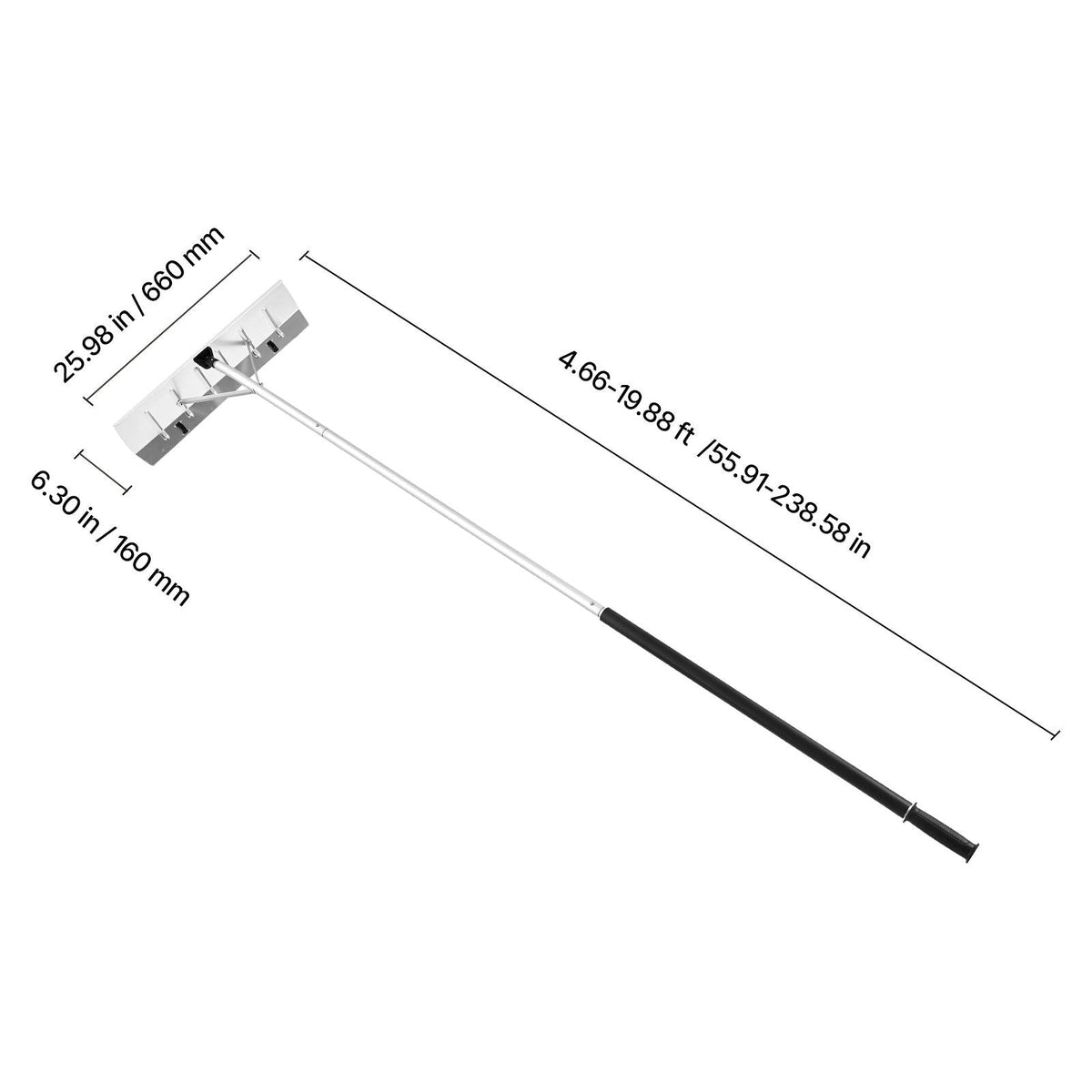 Snow Roof Rake, 26 in Aluminum Blade, 7.5-20 ft Adjustable Roof Snow Scraper with Wheels, Anti-Slip Handle Snows Removal Tool, Lightweight House Rooftop Rake for Leaves Debris Removal