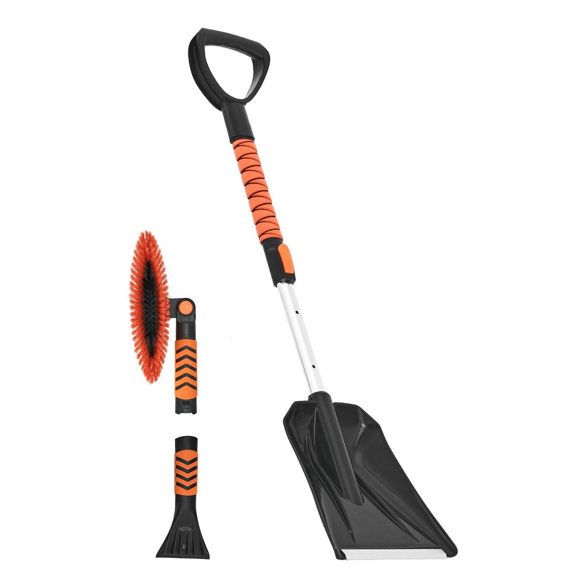 Snow Shovel and Snow Brush, 42 in Extendable Snows Broom & Ice Scraper with 180° Pivoting Brush Head, Non-Slip Grip, Portable Winter Snows Removal Tools for Cars Trucks SUVs Vehicle