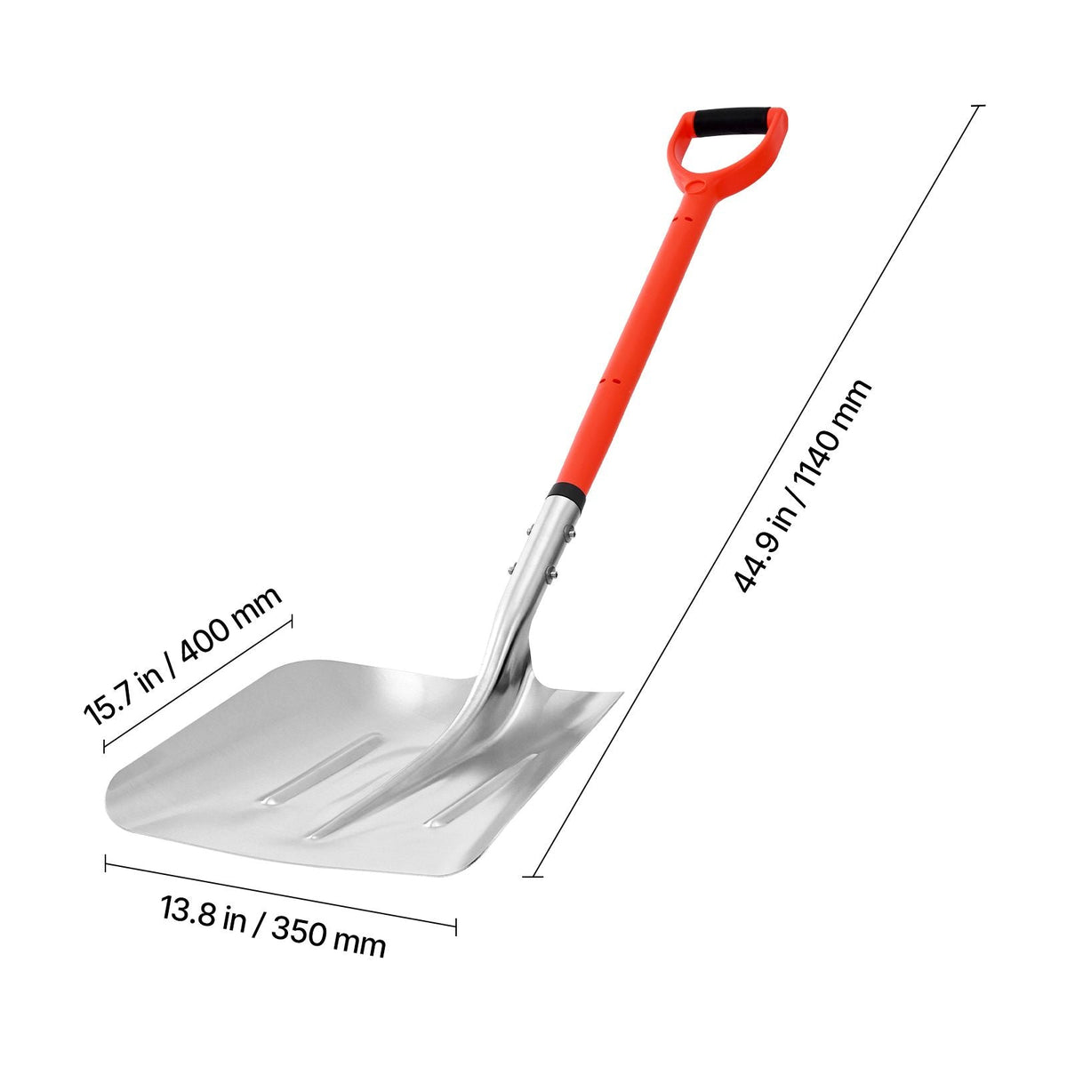 Snow Shovel for Driveway, 14 in Wide Aluminum Alloy Snow Shovel with D-shaped Handles, Large Capacity Snowplow Shovels, Lightweight Snows Removal Tool for Garden Car Camping