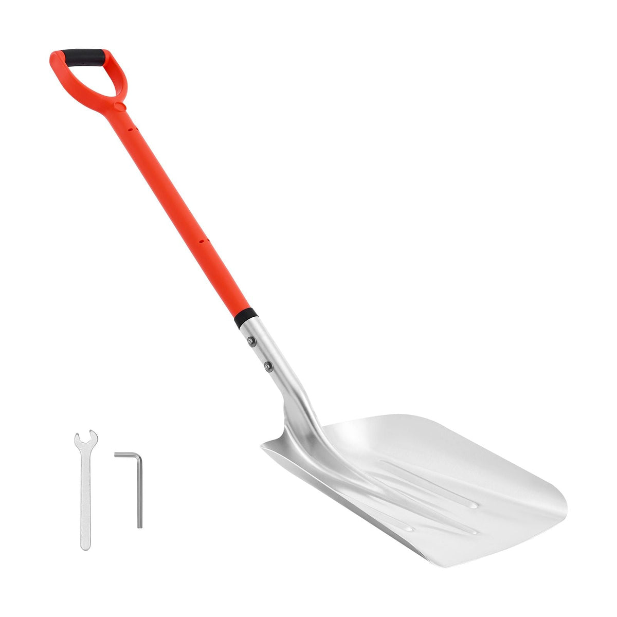 Snow Shovel for Driveway, 14 in Wide Aluminum Alloy Snow Shovel with D-shaped Handles, Large Capacity Snowplow Shovels, Lightweight Snows Removal Tool for Garden Car Camping
