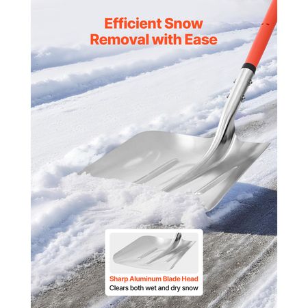 Snow Shovel for Driveway, 14 in Wide Aluminum Alloy Snow Shovel with D-shaped Handles, Large Capacity Snowplow Shovels, Lightweight Snows Removal Tool for Garden Car Camping