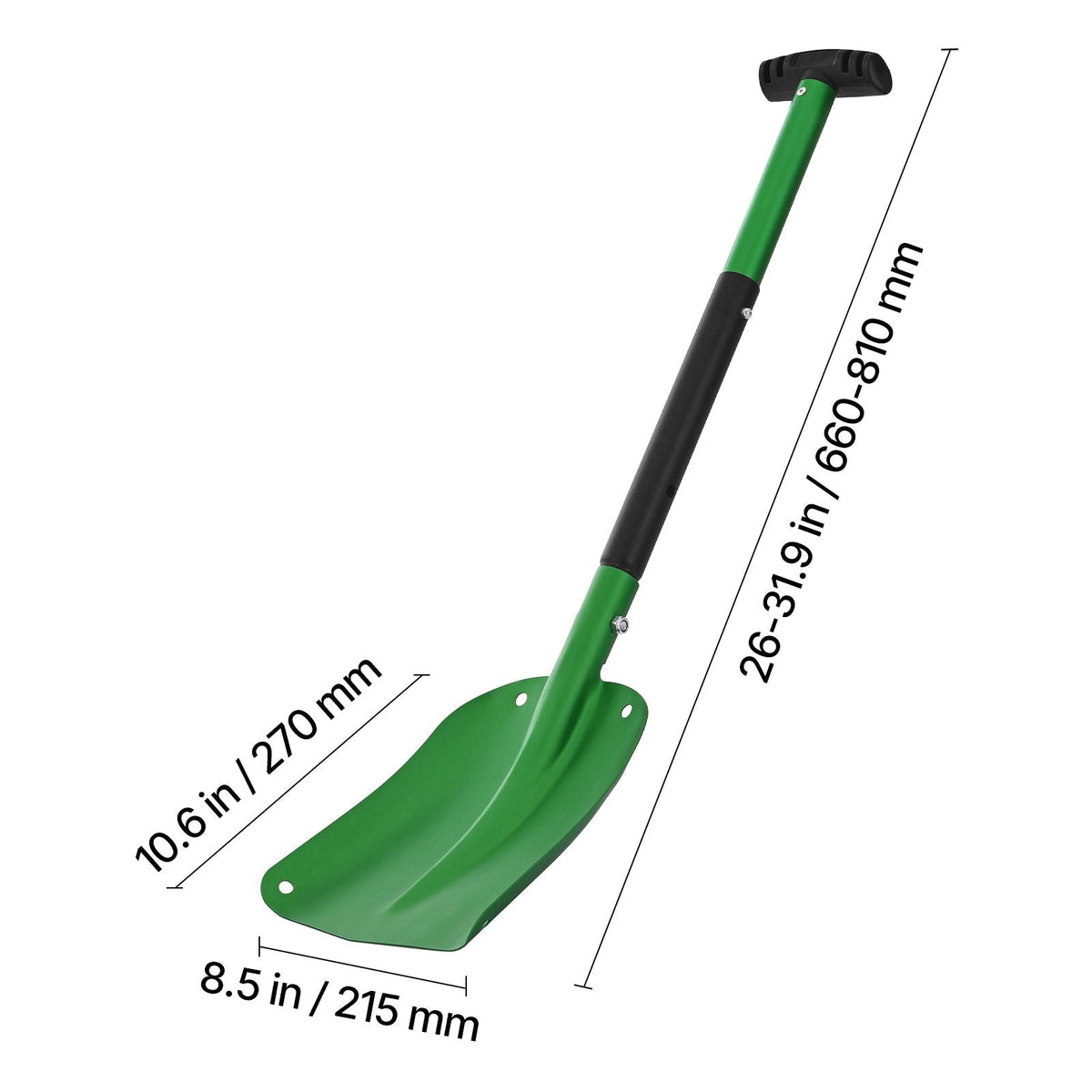 Snow Shovel for Driveway, 8.5 in Wide Aluminum Alloy Snow Shovel with T-shaped Handles, Large Capacity Snowplow Shovels, Portable & Lightweight Snows Removal Tool for Garden Car Camping