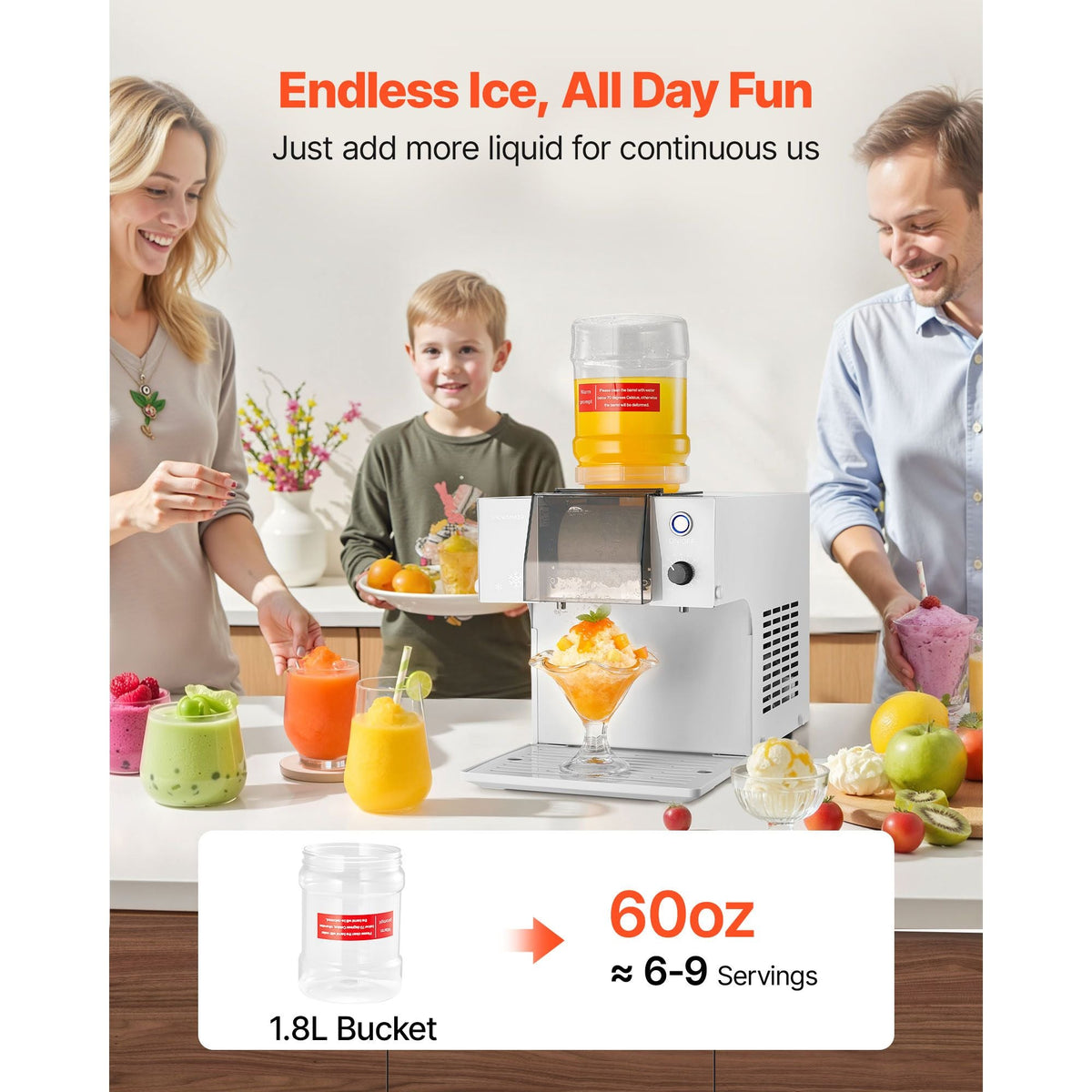 Snowflake Ice Machine, 176LBS/24H Snowflake Ice Maker, Ice-Shaver Machine with Stainless Steel Blade, Electric Snow Cone Maker with 0.48Gal Tank, 90S Fast Pre-Cooling, for Home & Small Gathering