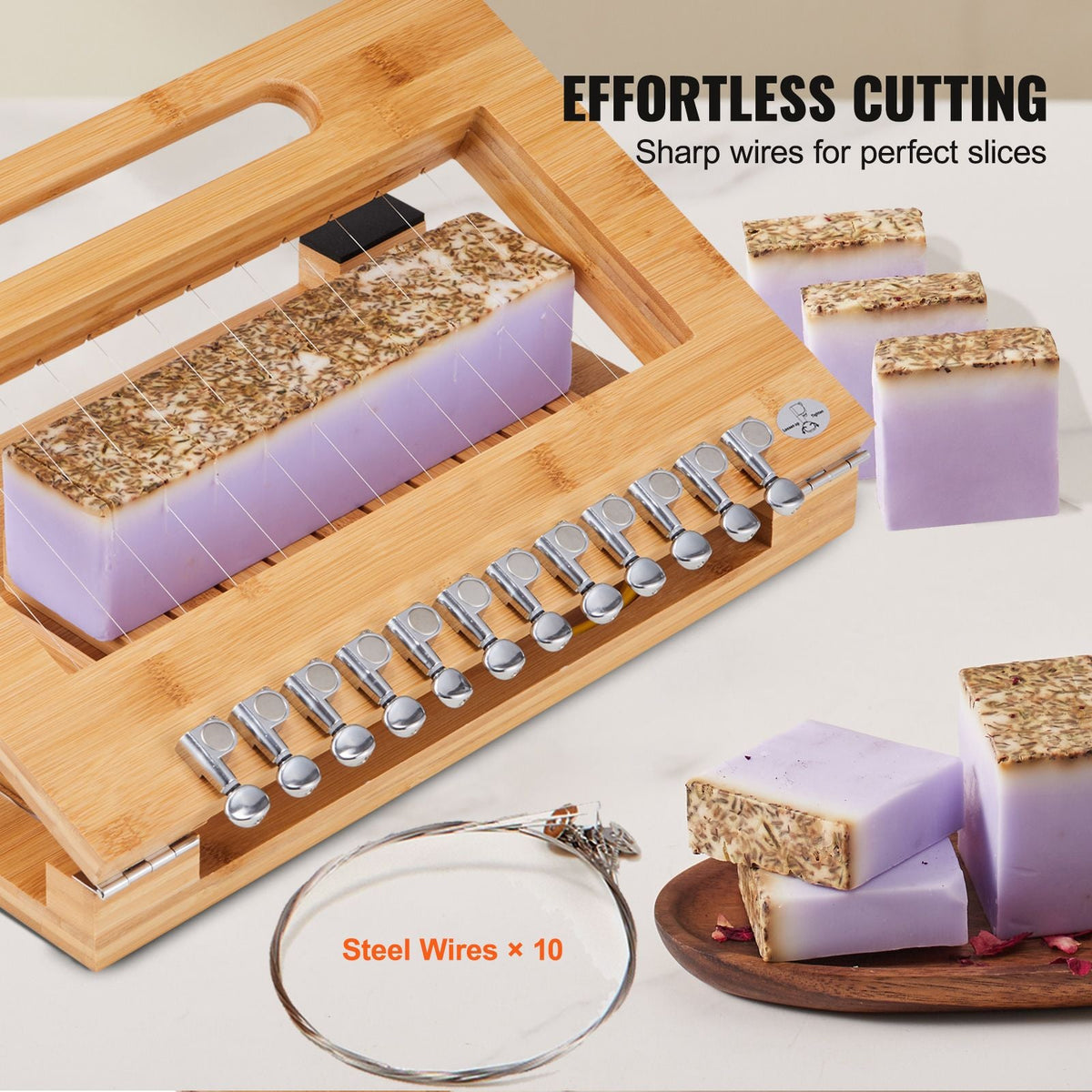 Soap Cutter, Cut 1-12 Bars, Precisely and Accurately Cut 1 Inch Bars, Multi Handmade Soap Wire Cutter, Bamboo Soap Slicer With Steel Wire, for Loaf Candles Cheese Butter DIY Making Tool
