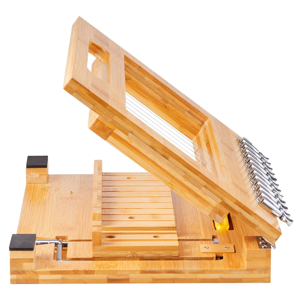 Soap Cutter, Cut 1-12 Bars, Precisely and Accurately Cut 1 Inch Bars, Multi Handmade Soap Wire Cutter, Bamboo Soap Slicer With Steel Wire, for Loaf Candles Cheese Butter DIY Making Tool