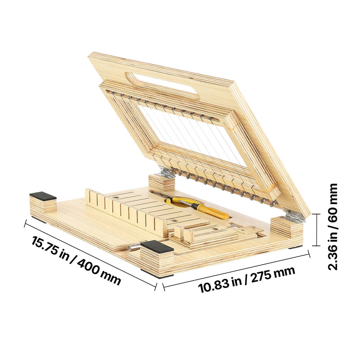 Soap Cutter, Cut 1-12 Bars, Precisely and Accurately Cut 1 Inch Bars, Wood Frame With Steel Wire, with Extra Wires, Multi Handmade Soap Wire Cutter for Candles, DIY Making Cutting Tool