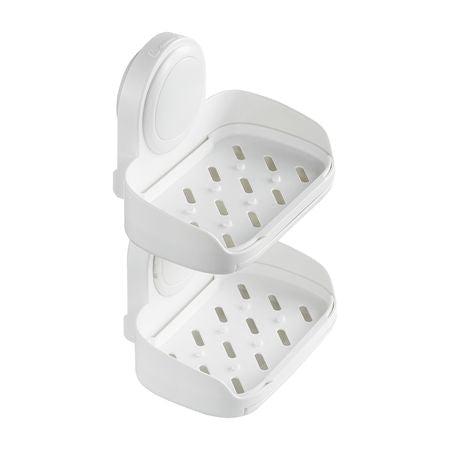 Soap Holder for Shower, Double Layer with Suction Cup, Wall Mounted NO-Drilling, Strong Suction Bar Soap Sponge Holder, Self Draining Soap Saver, for Shower Bathroom Bathtub Kitchen, Removable