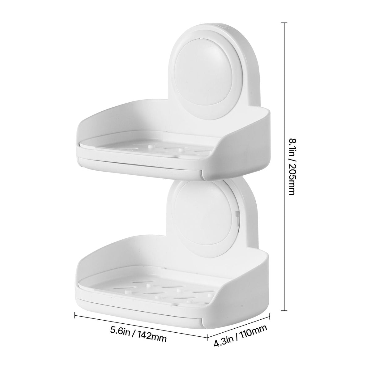 Soap Holder for Shower, Double Layer with Suction Cup, Wall Mounted NO-Drilling, Strong Suction Bar Soap Sponge Holder, Self Draining Soap Saver, for Shower Bathroom Bathtub Kitchen, Removable