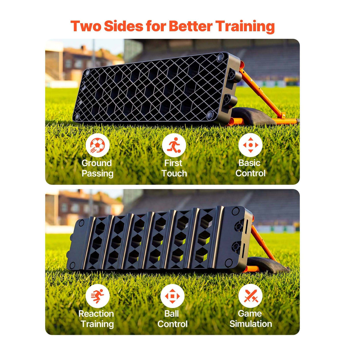 Soccer Rebounder Board, 37.4 x 9.8 in Portable Soccer Rebound Wall, Dual Surface Sports Kick Back Trainer, 3 Adjustable Angles, Easy Setup Ball Practice Equipment for Passing & Reaction Skills