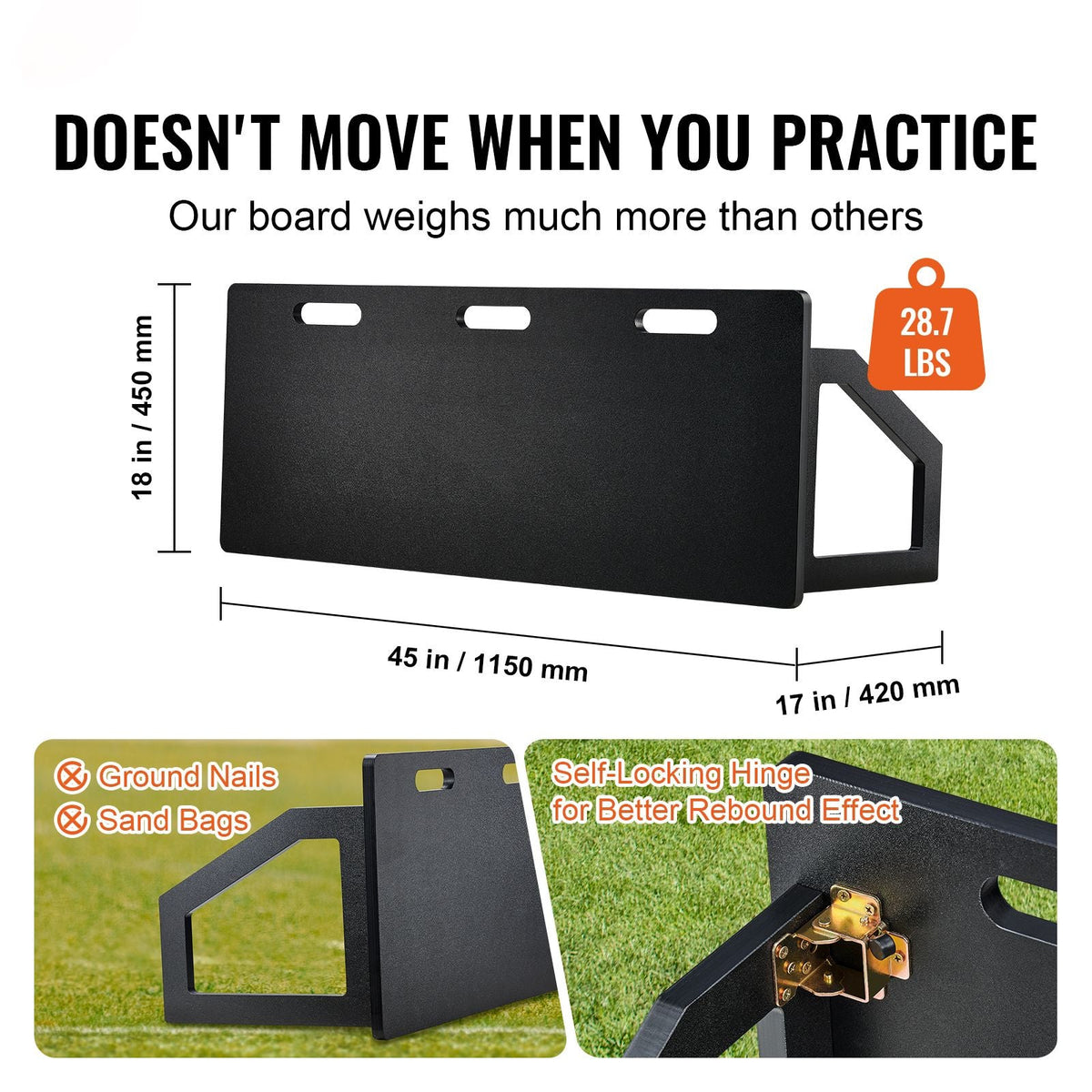 Soccer Rebounder Board, 45"X18" Portable Soccer Wall with 2 Angles Rebound, Foldable HDPE Kickback Rebound Board, Soccer Training Equipment for Kids and Adults, Passing & Shooting Practice
