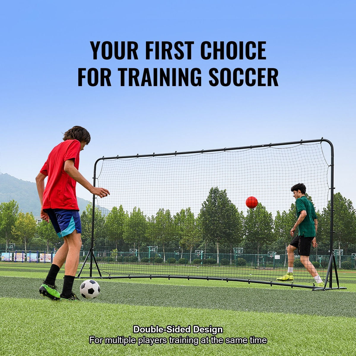 Soccer Rebounder Net, 12x6FT Iron Soccer Training Equipment, Sports Football Training Gift with Portable Bag, Volleyball Rebounder Wall Perfect for Backyard Practicing, Solo Training, Passing