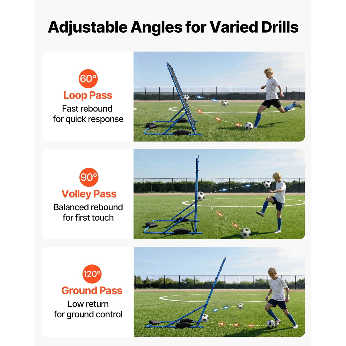 Soccer Rebounder Net, Quick-Switch Angle Soccer Goal Rebounder for Control, Passing Practice, Heavy-Duty Iron Frame & PE Net, Easy Setup Ball Training Aids & Equipment for Teens&Adults,7 x 6 ft