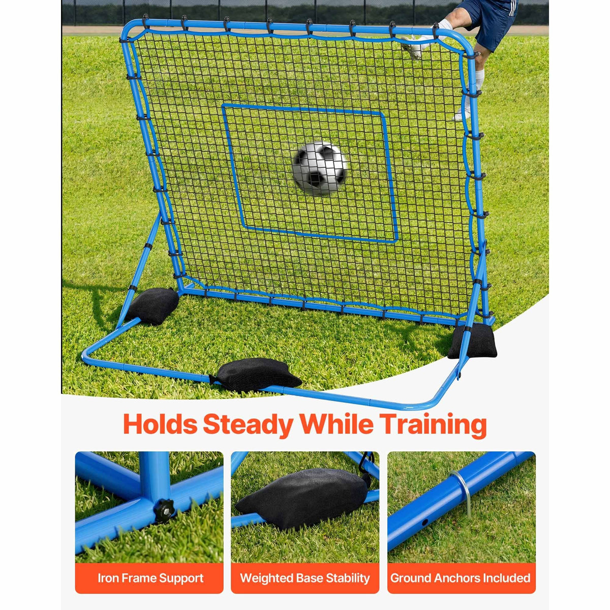 Soccer Rebounder Net, Quick-Switch Angle Soccer Goal Rebounder for Control, Passing Practice, Heavy-Duty Iron Frame & PE Net, Easy Setup Ball Training Aids & Equipment for Teens&Adults,7 x 6 ft