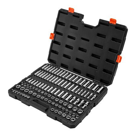 Socket Set, 104 Pieces, 3/8 inch Drive Socket Tool Set, Metric Size from 6 to 24 mm, Deep and Standard, Mechanic Tool Kit with Storage Case, Chrome Plated CR-V Alloy Steel, for Automotive Repair
