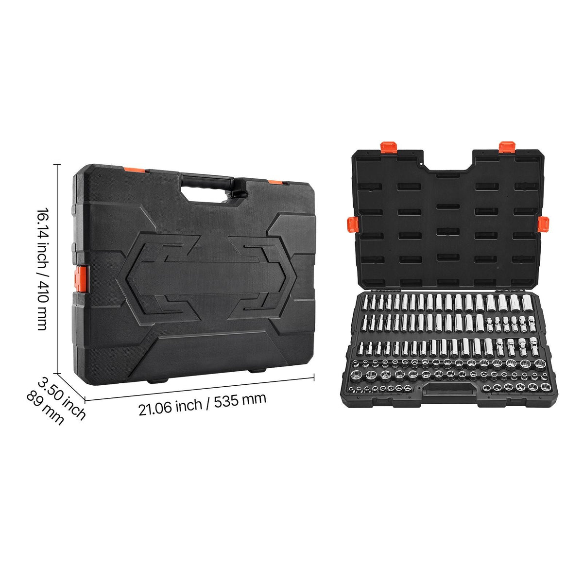Socket Set, 104 Pieces, 3/8 inch Drive Socket Tool Set, Metric Size from 6 to 24 mm, Deep and Standard, Mechanic Tool Kit with Storage Case, Chrome Plated CR-V Alloy Steel, for Automotive Repair