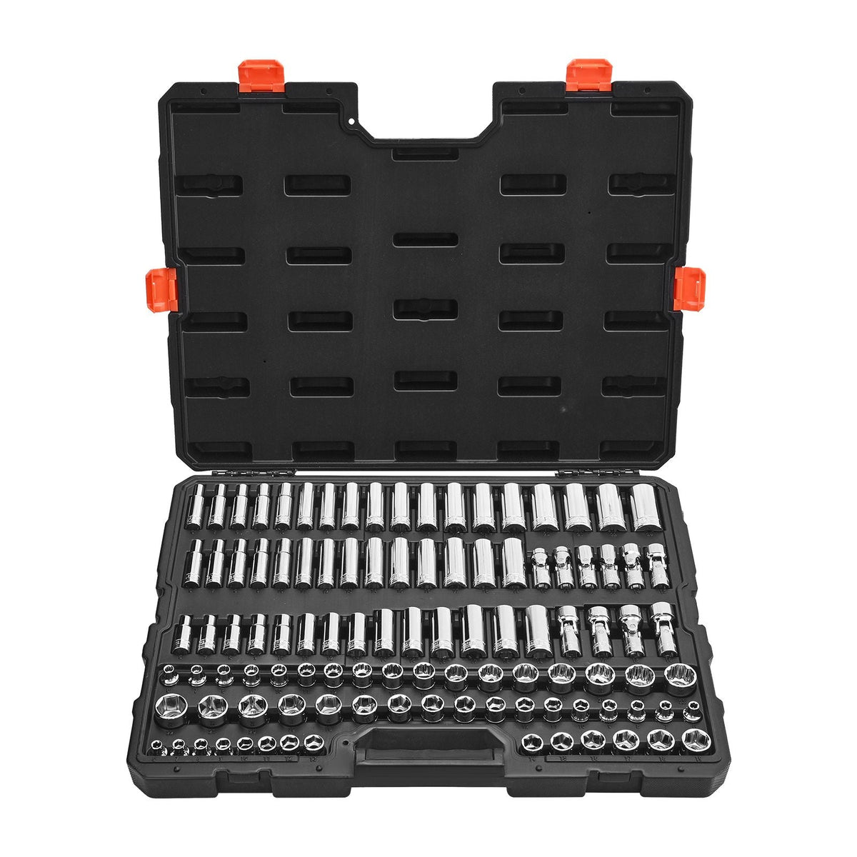 Socket Set, 104 Pieces, 3/8 inch Drive Socket Tool Set, Metric Size from 6 to 24 mm, Deep and Standard, Mechanic Tool Kit with Storage Case, Chrome Plated CR-V Alloy Steel, for Automotive Repair