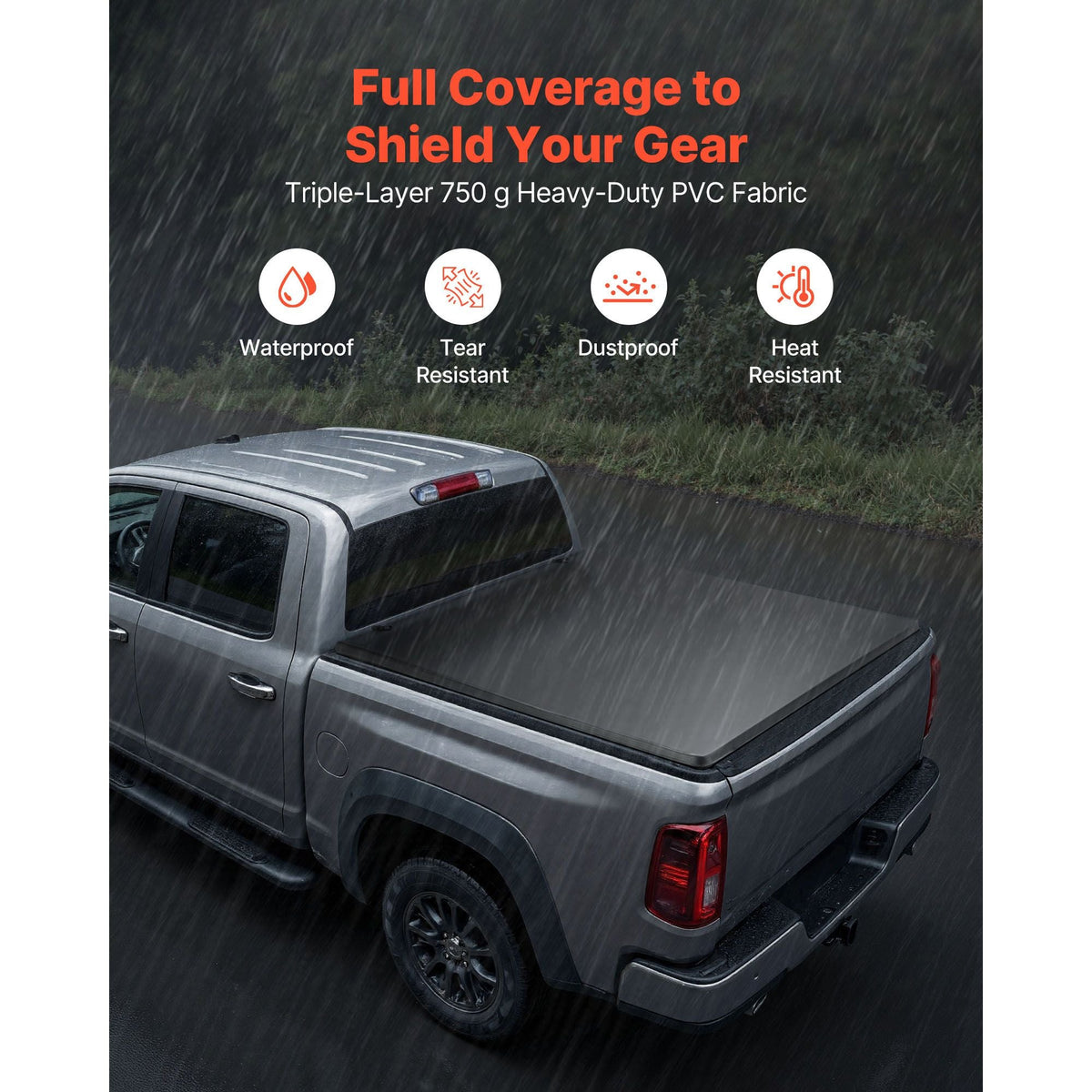Soft Roll-Up Truck Bed Tonneau Cover, Compatible with 2014-2018 Chevy Silverado/GMC Sierra 1500 (2019 LD/Limited), Fits 5.8 ft (5 ft 9 in/69 in) Bed, PVC Tonneau Cover with Aluminum Alloy Bars