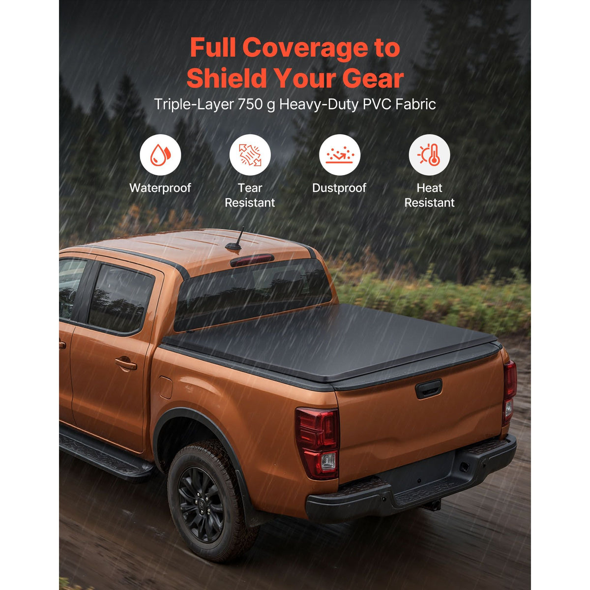 Soft Roll-Up Truck Bed Tonneau Cover, Compatible with 2014-2025 Chevy Silverado/GMC Sierra 1500 & 2014-2019 2500 3500 HD, Fits 6.5 ft (6 ft 7 in/79 in) Bed, PVC Tonneau Cover with Aluminum Bars