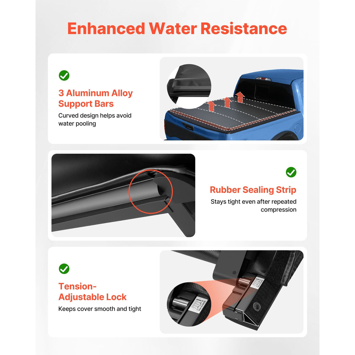Soft Roll-Up Truck Bed Tonneau Cover, Compatible with 2015-2025 Ford F150 Styleside/Fleetside (Not Fit Flareside/Stepside), Fit 6.5 ft (6 ft 7 in/79 in) Bed, PVC Tonneau Cover with Aluminum Bars