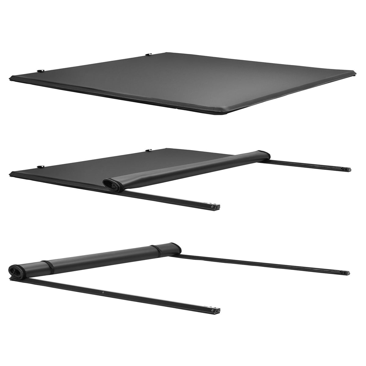 Soft Roll-Up Truck Bed Tonneau Cover, Compatible with 2019-2025 Ram 1500 New Body, Fits 5.7 ft (5 ft 7 in/67 in) Bed Without Rambox or Split Tailgate, PVC Tonneau Cover with Aluminum Alloy Bars
