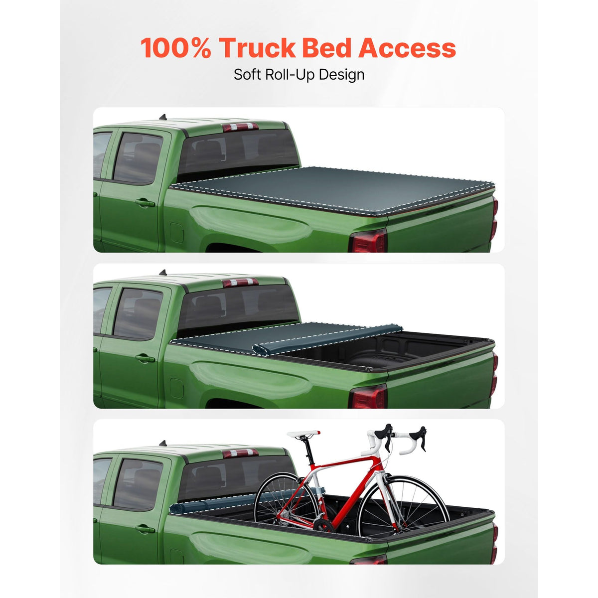 Soft Roll-Up Truck Bed Tonneau Cover, Compatible with 2019-2025 Ram 1500 New Body, Fits 5.7 ft (5 ft 7 in/67 in) Bed Without Rambox or Split Tailgate, PVC Tonneau Cover with Aluminum Alloy Bars