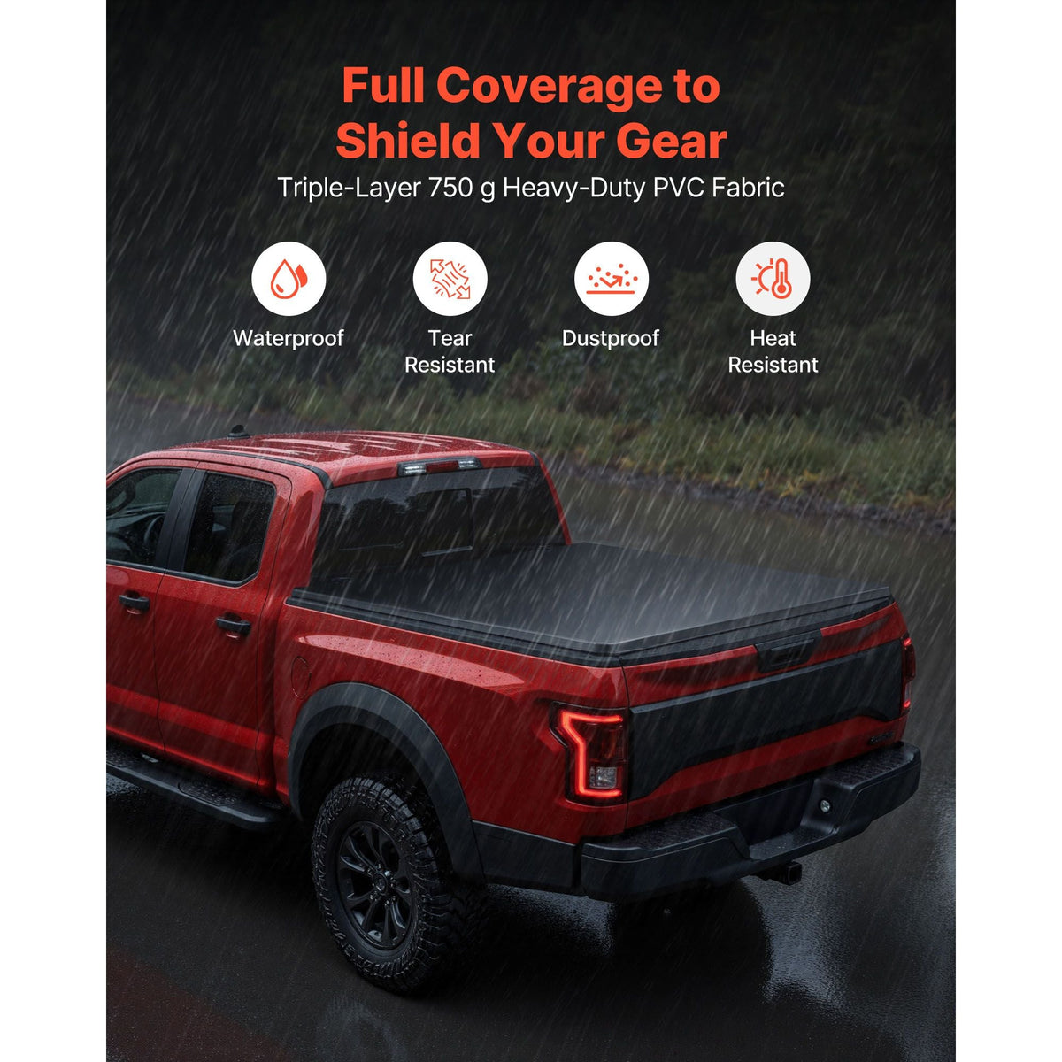 Soft Roll-Up Truck Bed Tonneau Cover, Compatible with 2020-2025 Chevy Silverado/GMC Sierra 2500 3500 HD, Fits 6.9 ft (6 ft 10 in/82 in) Bed, PVC Tonneau Cover with Aluminum Alloy Support Bars