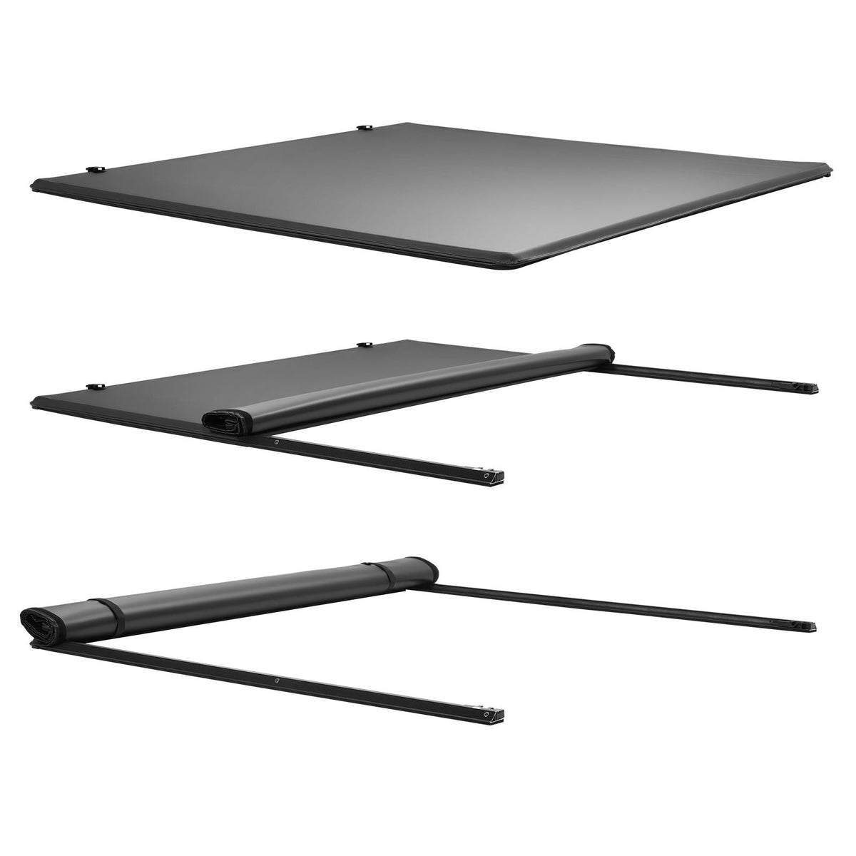Soft Roll-Up Truck Bed Tonneau Cover, Compatible with 2024-2025 Toyota Tacoma (Excl. Trail Edition) with Deck Rail System, Fits 5 ft (60 in) Bed, PVC Tonneau Cover with Three Aluminum Alloy Bars