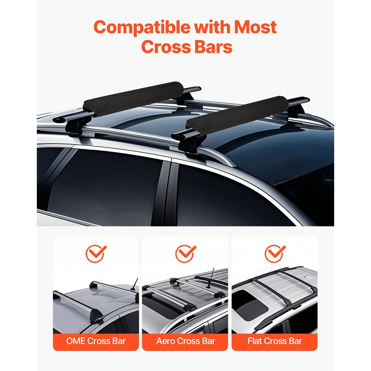 Soft Roof Rack Pads, 28" Universal Car Roof Rack Pads for Various Crossbars, 88LBS Load Capacity Luggage Kayak Carrier with 2 Tie Down Straps & Velcros for SUPs Canoes Snowboards Paddle Boards