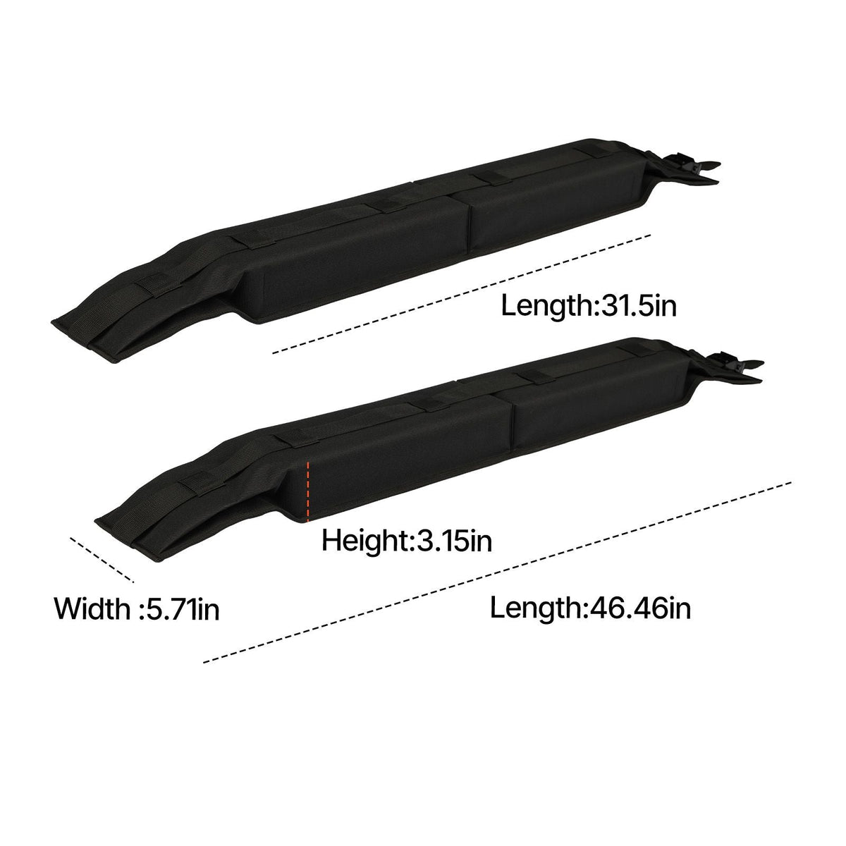 Soft Roof Rack Pads, 31.5" Universal Car Roof Rack Pad, 176LBS Load Capacity Luggage Kayak Carrier with 4 Tie-Down Straps, 2 Quick Loop Straps & Storage Bag for SUP Canoe Snowboard Paddle Board