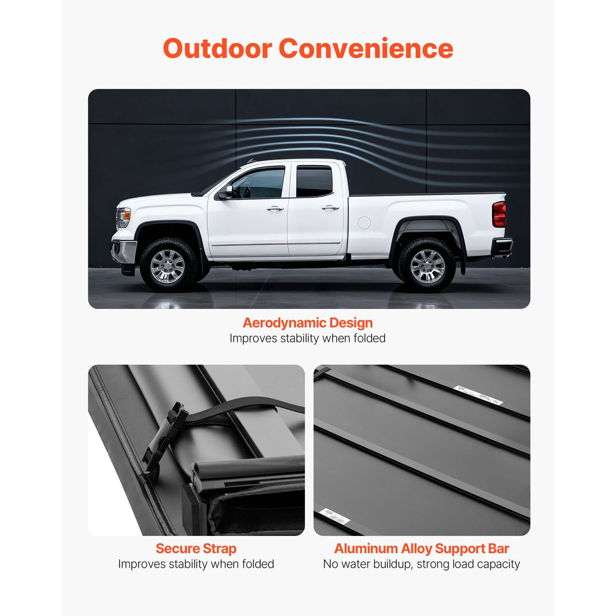 Soft Tri-Fold Truck Bed Tonneau Cover, Compatible with 2015-2025 Ford F-150 5.5 ft (67.1 in) Bed, Waterproof Soft Folding Truck Tonneau Cover with 3-Layer PVC and Aluminum Alloy Support Bar