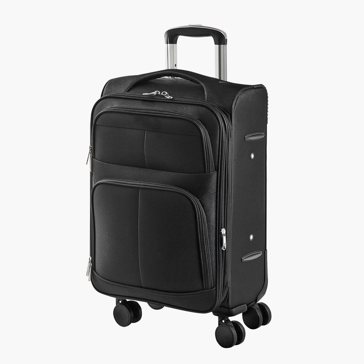 Softside Expandable Luggage with Spinner Wheels, 20-Inch Softside Carry on Luggage, Lightweight Checked Suitcase with Expandable Zippered Pocket and TSA Lock, Black