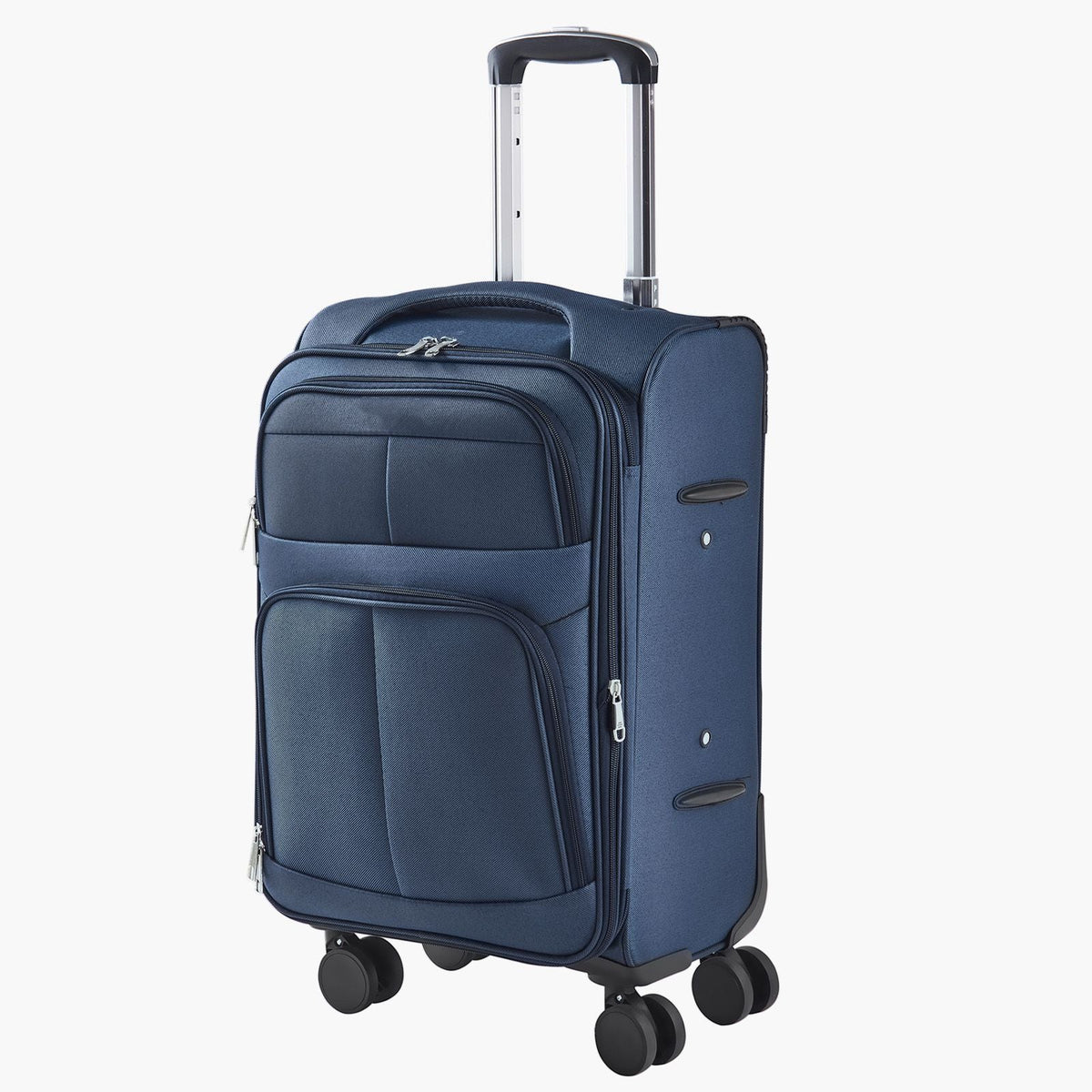 Softside Expandable Luggage with Spinner Wheels, 20-Inch Softside Carry on Luggage, Lightweight Checked Suitcase with Expandable Zippered Pocket and TSA Lock, Blue