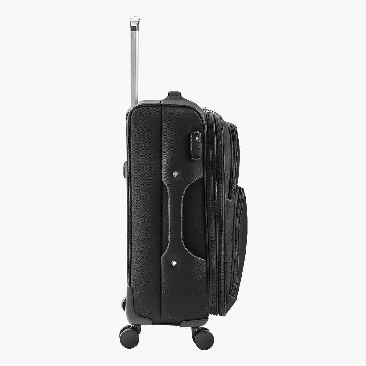 Softside Expandable Luggage with Spinner Wheels, 24-Inch Softside Checked Medium Luggage, Lightweight Checked Suitcase with Expandable Zippered Pocket and TSA Lock, Black
