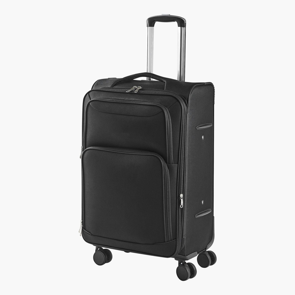 Softside Expandable Luggage with Spinner Wheels, 24-Inch Softside Checked Medium Luggage, Lightweight Checked Suitcase with Expandable Zippered Pocket and TSA Lock, Black