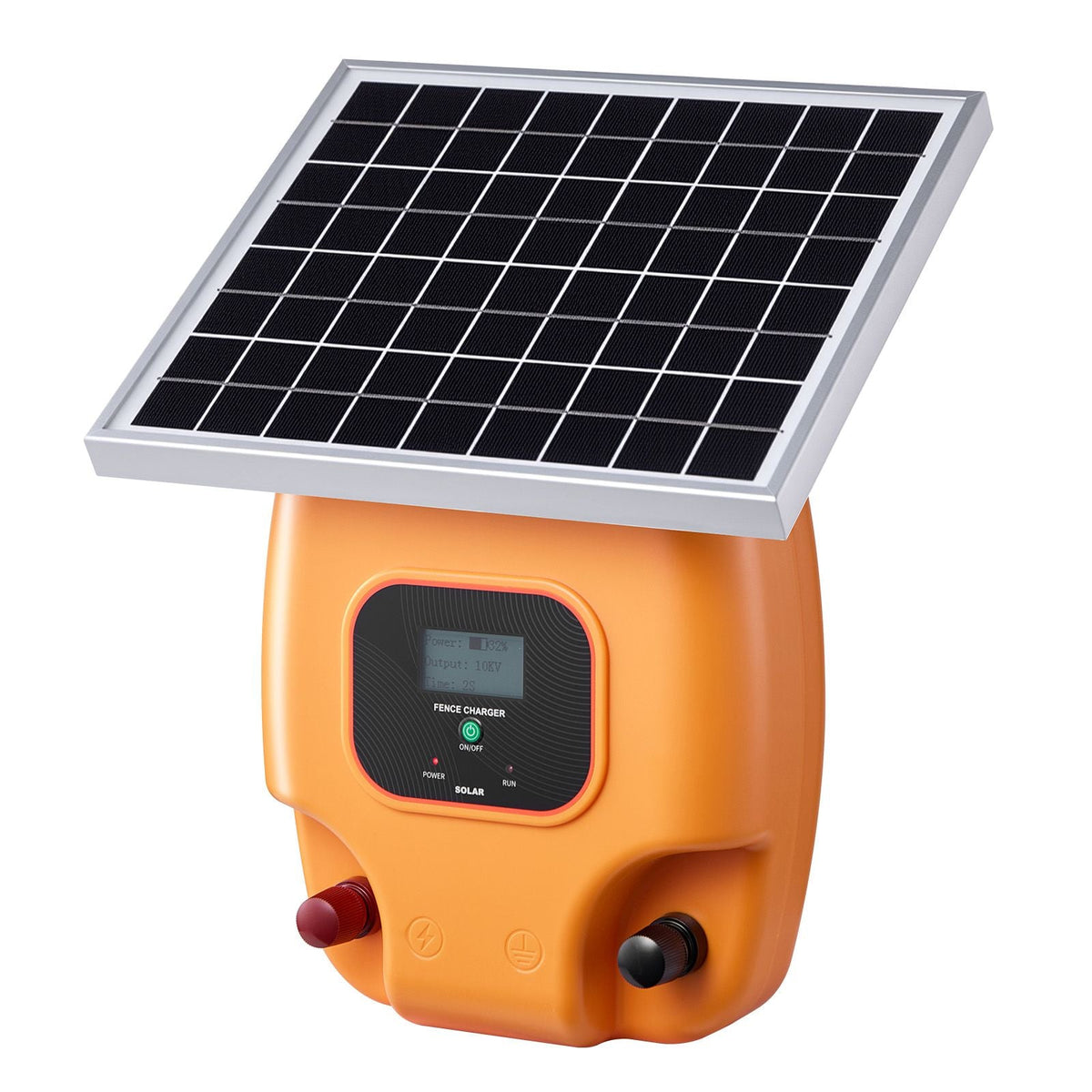 Solar Fence Charger, 1J 10kV Solar Powered Fence Charger, 1.86 Miles Range, Electric Fence Energizer Kit, Keep Out Predators, 3 Days Runtime, for Livestock, Poultry, Garden Protection