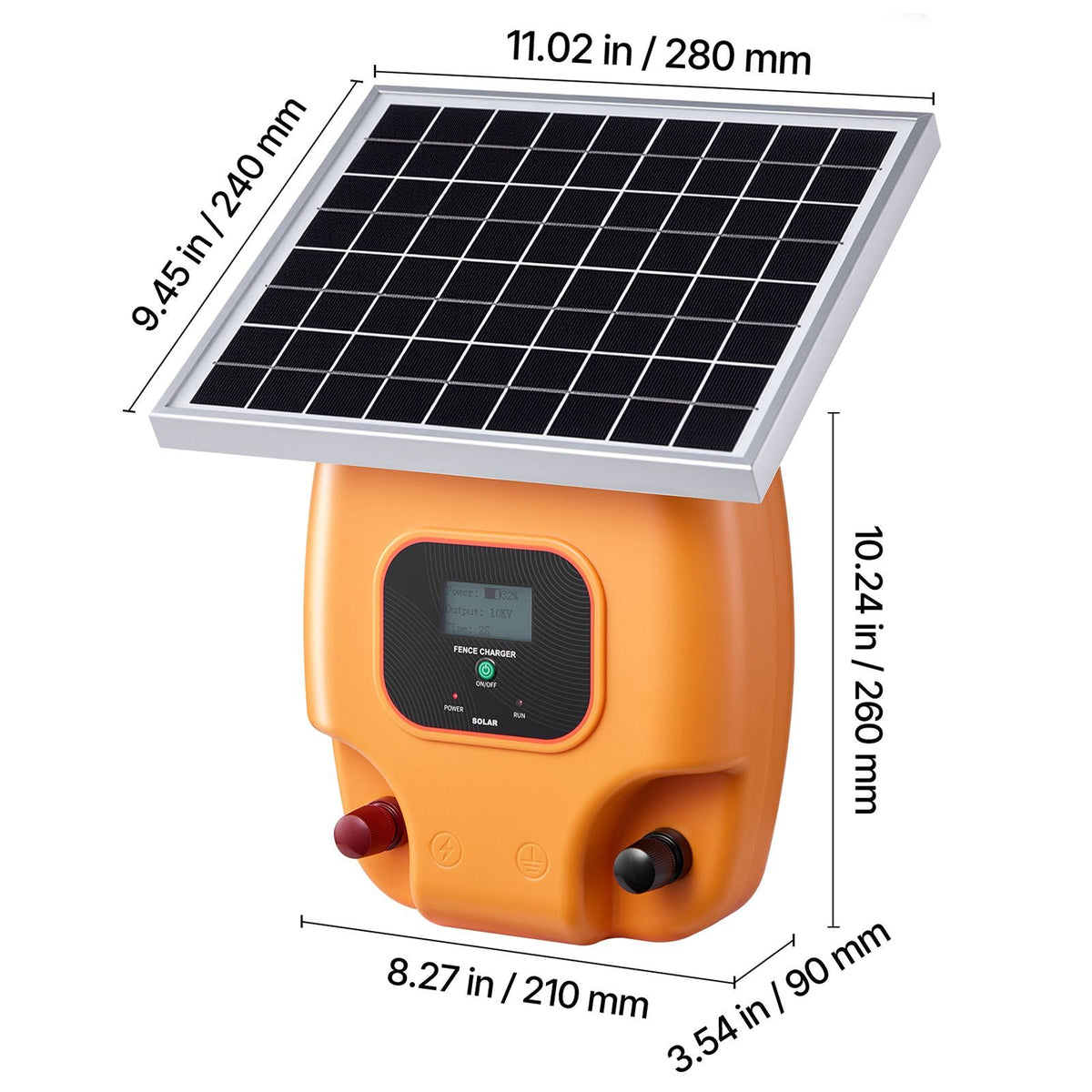 Solar Fence Charger, 1J 10kV Solar Powered Fence Charger, 1.86 Miles Range, Electric Fence Energizer Kit, Keep Out Predators, 3 Days Runtime, for Livestock, Poultry, Garden Protection