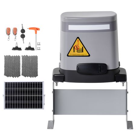 Solar Gate Opener, 280W Electric Gate Opener for Doors up to 65.6ft 1799lbs, Chain Drive Sliding Fence Door Motor with Infrared Sensor & 2 Remote Controls, Driveway Gates Opening System