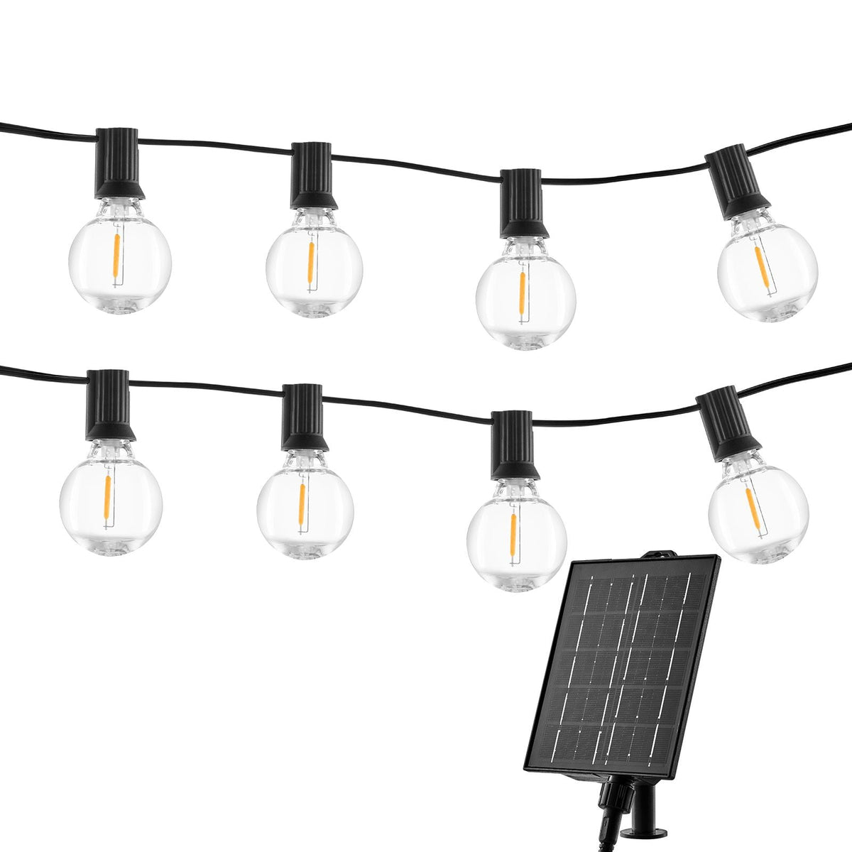 Solar Outdoor String Lights, 100FT, 2700K Dimmable Patio Lights with Remote Control, 50 Solar Powered LED G40 Bulbs, Waterproof Hanging Lights for Outside Porch Backyard Garden Bistro Decor